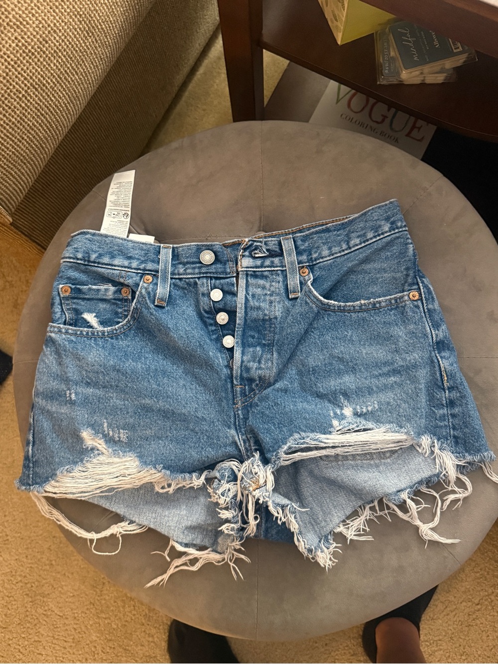 Levi's Distressed Button-Fly Denim Shorts - Blue